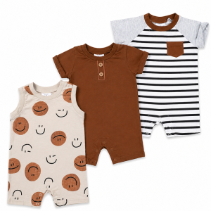 Ensemble de 3 Barboteuses Bébé Été Décontracté