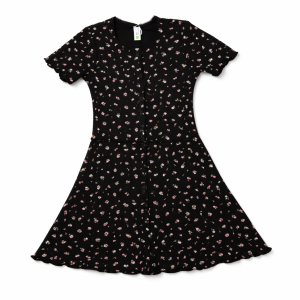 Robe Chemise Décontractée Motif Floral et Côtelé