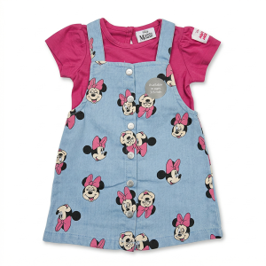 Ensemble 2 Pièces T-shirt et Robe Salopette Minnie Mouse pour Enfant