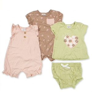 Ensemble de 4 Pièces Décontracté pour Bébé Printemps/Été