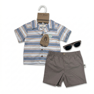 Ensemble Garçon Élégant Taupe - Confort et Style pour Petits Aventuriers