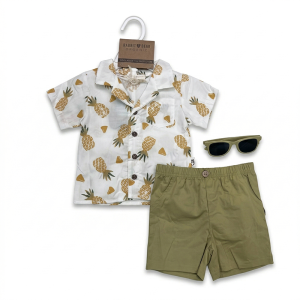 Ensemble T-shirt & Short Garçon Vert Kaki - Confort et Style