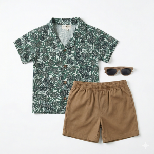 Ensemble Garçon Vert Kaki - Confort & Style pour Petits Aventuriers