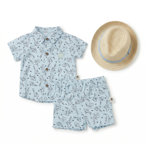 Ensemble Salopette Bébé Garçon Confortable Bleu Ciel