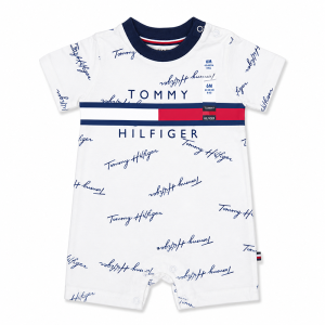 Barboteuse Bébé Rayée Blanc, Bleu Marine et Rouge