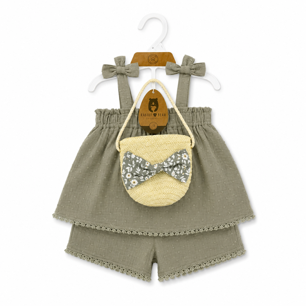Ensemble Bohème 3 Pièces Été : Haut à Bretelles, Short et Sac à Main – Image 3