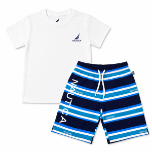 Ensemble Enfant 2 Pièces : T-shirt et Short Rayures Marines