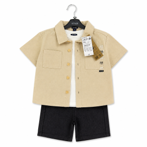 Ensemble 3 Pièces Été Kiabi : Chemise, T-shirt et Short Décontractés