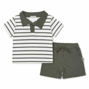 Ensemble 2 pièces bébé 100% Cotton : Polo rayé et Short d'été