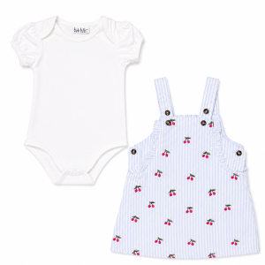 Ensemble Bébé 2 Pièces : Body Manches Courtes et Robe Salopette