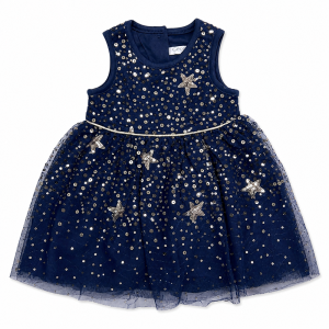 Robe Festif Fille Paillettes Étoiles