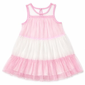 Robe Rose et Blanche à Volants Style Féerique