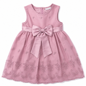 Robe Cérémonie Rose Poudré à Broderies Florales