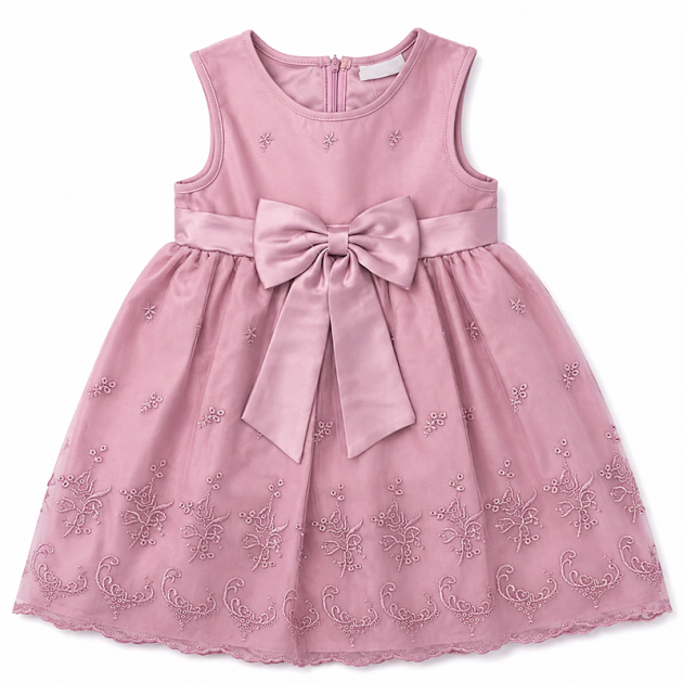 Robe Cérémonie Rose Poudré à Broderies Florales