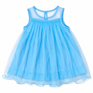 Robe Sans Manches en Tulle Bleu Clair
