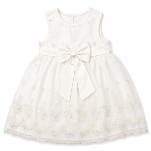 Robe de Cérémonie Crème à Broderie Florale