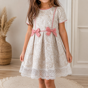 Robe Classique à Motifs Floraux et Dentelle