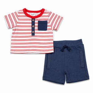 Ensemble T-shirt et Short Rayé Décontracté pour Bébé