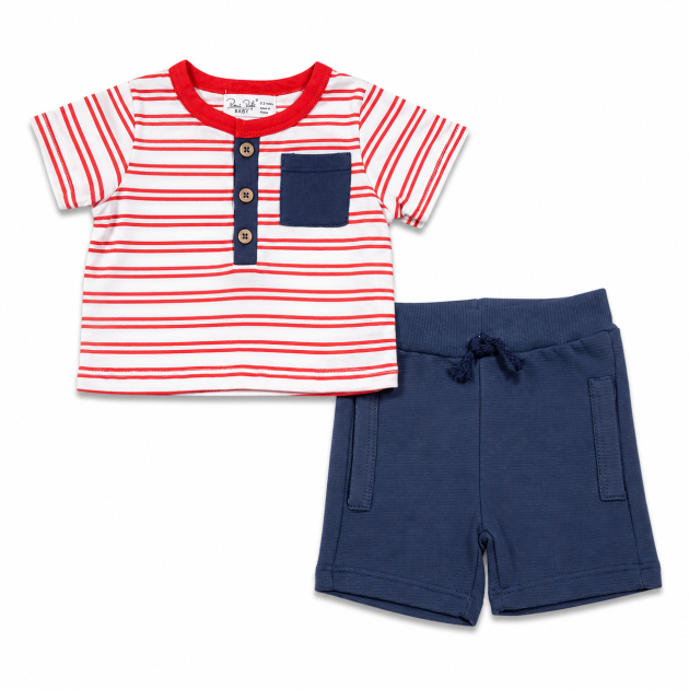 Ensemble T-shirt et Short Rayé Décontracté pour Bébé