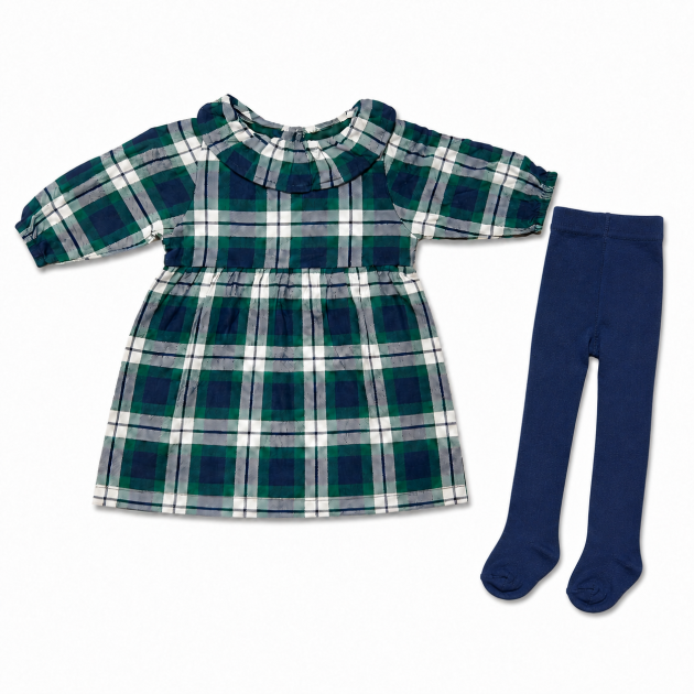 Ensemble Bébé Robe à Carreaux Rouge et Collants Blancs – Image 3