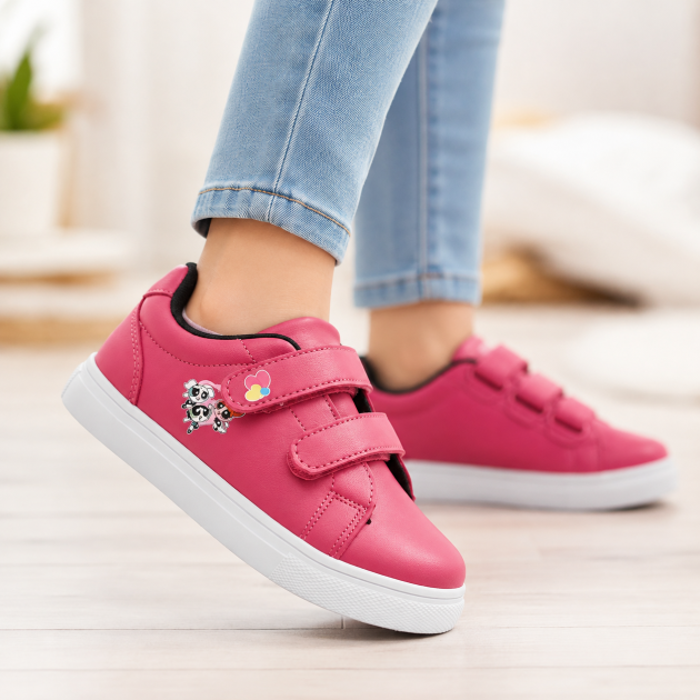 🇩🇪 Baskets Enfant Roses à Scratch – Motif Cartoon & Style Tendance