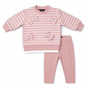 Ensemble 2 pièces décontracté rose et blanc pour bébé fille