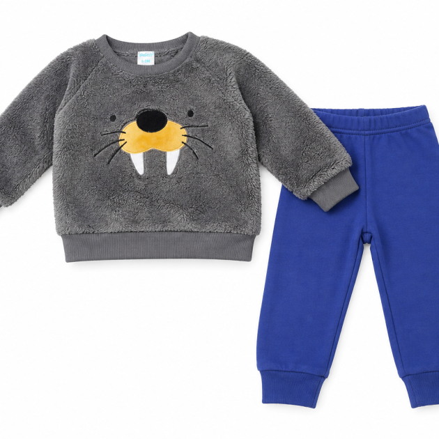 Ensemble Pyjama Bébé Garçon Polaire – Motif Animal 💙 – Image 3