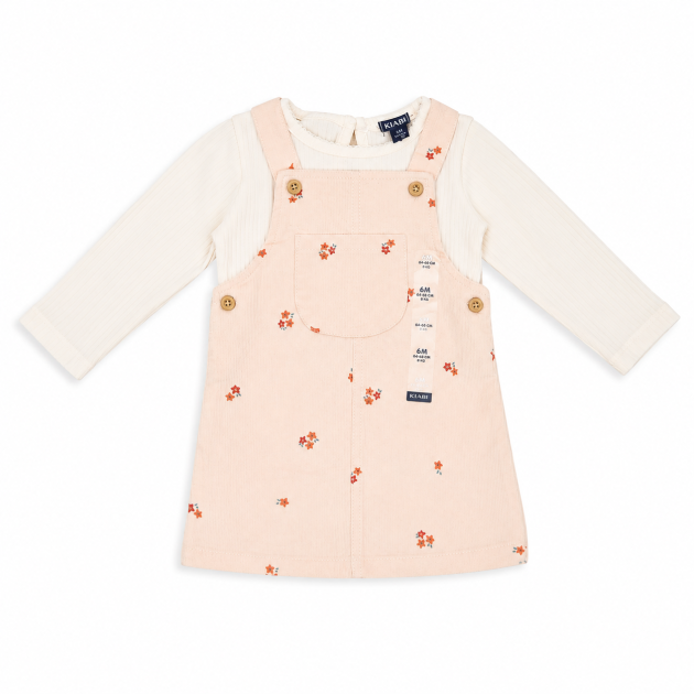 Robe Salopette Kiabi Fille Rose Poudré – Motif Fleuri