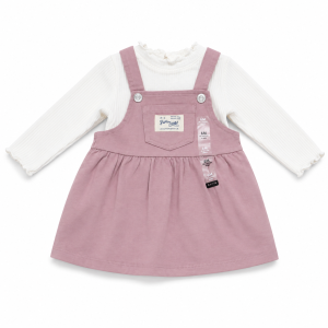 Robe Salopette Bébé Kiabi Vieux Rose avec Pull Blanc