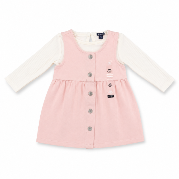 Robe Chasuble Kiabi Rose Clair Boutonnée avec Haut Blanc Côtelé