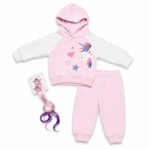 Ensemble Fille Licorne Rose – Sweat à Capuche, Pantalon & Accessoire Cheveux 🦄🎀