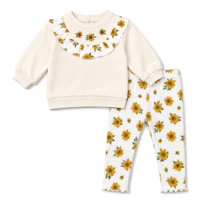 Ensemble Fillette 2 Pièces Motif Tournesols - 12 Mois