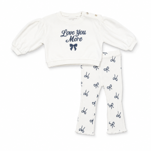 Ensemble Bébé Fille Love You More – Sweat & Pantalon à Nœuds 🎀