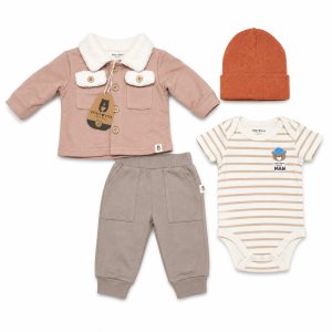 Ensemble 4 Pièces Bébé : Veste, Pantalon, Body et Bonnet