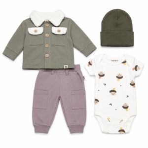 Ensemble Bébé 4 Pièces Automne/Hiver : Veste, Pantalon, Body & Bonnet