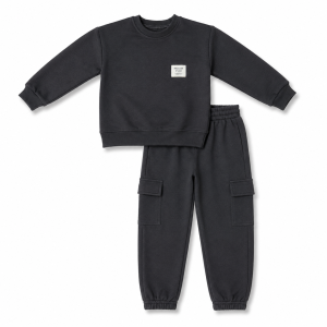 Ensemble Jogging Garçon Cargo – Sweat & Pantalon Noir