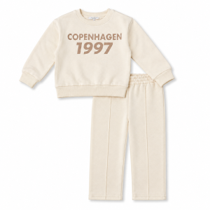 Ensemble Fille Copenhagen 1997 Écru – Sweat & Pantalon Droit