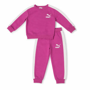 Ensemble Jogging Fille Puma Rose – Sweat & Pantalon à Bandes Blanches