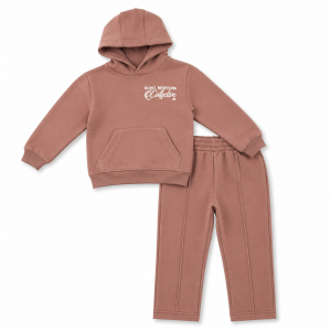 Ensemble Jogging Fille à Capuche – Sweat & Pantalon Rose Terracotta