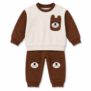 Ensemble Jogging Bébé Garçon Primark Marron & Beige – Motif Petit Ours