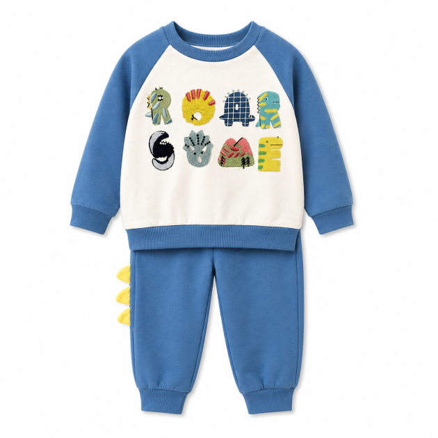 Ensemble Jogging Bébé Garçon Primark Bleu & Écru – Motif Dinosaures