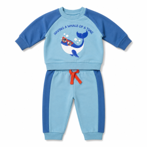 Ensemble Jogging Bébé Garçon Primark Bleu – Sweat Baleine & Pantalon Assorti