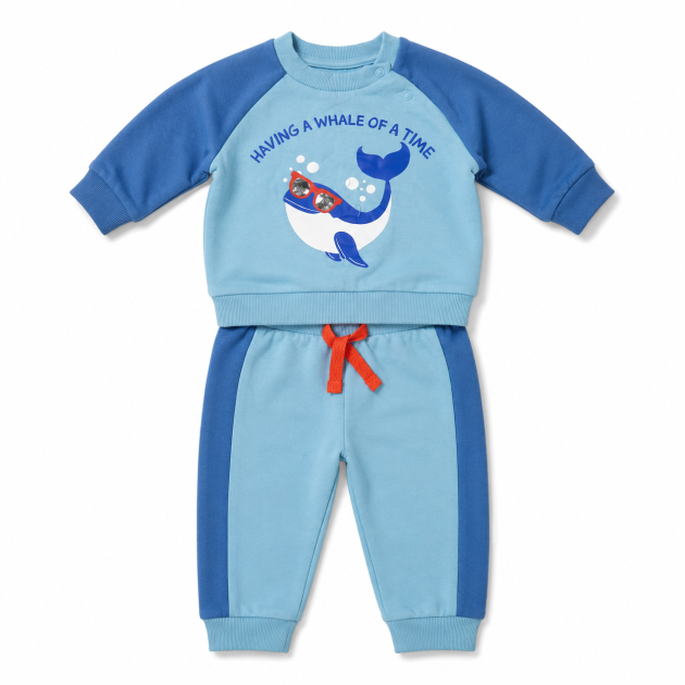 Ensemble Jogging Bébé Garçon Primark Bleu – Sweat Baleine & Pantalon Assorti