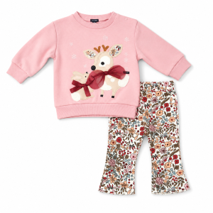 Ensemble Fille Kiabi Sweat Rose Bambi & Pantalon Fleuri