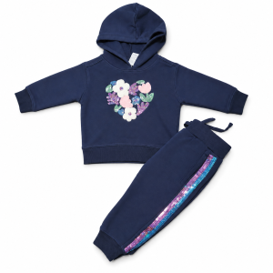 Ensemble hoodie et jogger bleu marine scintillant