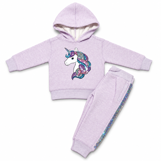 Ensemble jogging licorne lavande pailletée