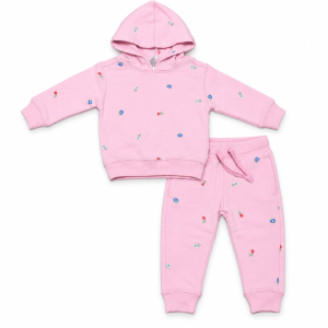 Ensemble rose pastel fleuri pour Fillette