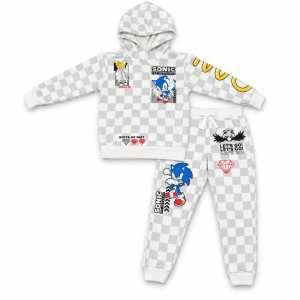Ensemble Jogging Garçon Sonic Checker – Sweat à Capuche & Pantalon Damier