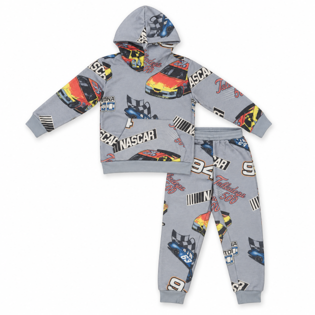 Ensemble Jogging Garçon Racing – Sweat à Capuche & Pantalon Imprimé Voitures