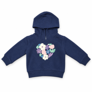 Sweat à Capuche Fille Floral – Bleu Marine à Fleurs Colorées